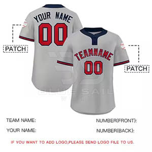 Maillot de baseball d'équipe en gros deux boutons avec logo d'impression de broderie personnalisée pour les clubs portent le maillot de baseball à la mode - Product Image 5