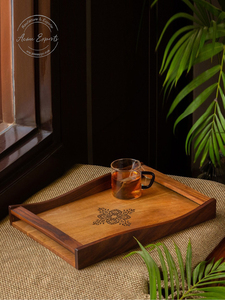 Premium Handmade Disposable Wooden Serving <b>Tray</b> with Metal Handles for <b>Kitchen</b> Dining Hotel Use-Durable Stylish Home Decor - Product Image 6