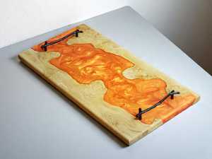 Vaisselle décorative rectangulaire en bois massif véritable naturel, plateau de service à fruits, plateau de service à café, plateau de service à café - Product Image 2