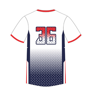 Camiseta de béisbol sublimada personalizada con diseño de dos botones, ropa deportiva impresa para liga de softbol con nombre y número de Jugador - Product Image 3