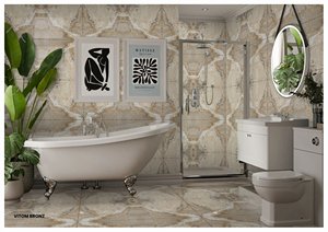 Carreaux muraux décoratifs de luxe en porcelaine Bookmatch 600x1200 24x48 Carreaux brillants d'aspect marbre grand format Carrelage de sol Qualité d'exportation - Product Image 6