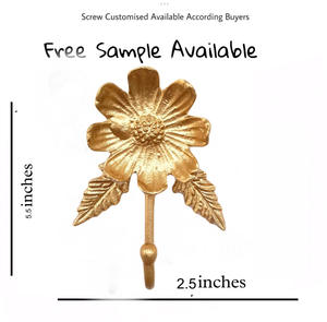 Fils fleur feuille mur manteau crochet laiton fonte porte-clés cintre pour vêtements CIH 101 - Product Image 2