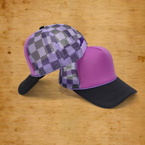 Venta al por mayor a granel en blanco logotipo personalizado de moda 5 paneles gorra de béisbol lisa de dos tonos de color papá sombrero Vintage gorra de camionero - Product Image 1