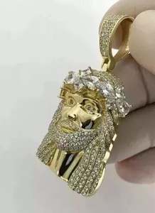 จี้เพชรรูปหน้าพระเยซูทรงกลมสำหรับผู้ชายประดับทอง14K สีเหลือง3.30Ct สำหรับงานเลี้ยง - Product Image 4