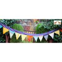 Guirnalda Grande de Banderines Multicolor Hechos a Mano con 19 Banderas de Sari Indio Vintage Reciclado para Decoración de Fiestas en Casa de Diwali, Mango Gifts