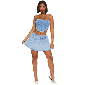 กระโปรงยีนส์อัดพลีทขนาดเล็กสำหรับผู้หญิงกระโปรงยีนส์สั้นมีโลโก้สำหรับฤดูใบไม้ผลิสินค้ามาใหม่2025 - Product Image 4