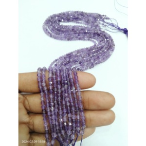 Bán buôn thạch anh tím 3 mét đá quý mặt hạt lỏng vòng tự nhiên mặt đá hạt đối với trang sức làm - Product Image 1