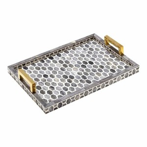 Bandeja de Servicio con Incrustaciones de Hueso Hecha a Mano, Venta Caliente, para Hotel, Hogar y Decoración de Bodas, Precio de Mayoreo desde India - Product Image 2