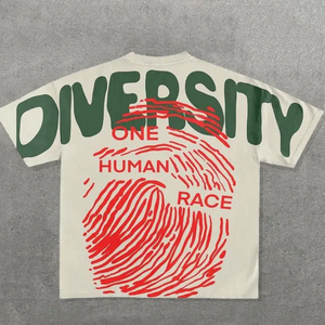 T-shirt ample décontracté 100 % coton tricoté avec logo imprimé sérigraphié sur le devant, coupe courte, épais, vierge, pour homme - Product Image 1