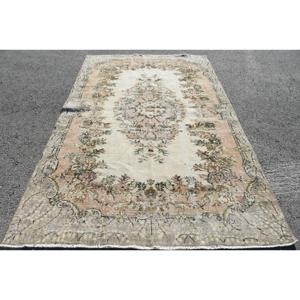 Alfombra Turca Vintage, Alfombra Grande de 5,6x9 pies, Alfombra a Cuadros Grises - Product Image 1