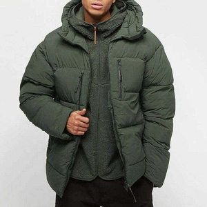 Wholesale Denim <b>Hooded</b> Bubble <b>Padded</b> Puff Custom Logo Casual Winter Regular Men's <b>Jacket</b> Puffer Eco-Friendly Reversible - Product Image 1