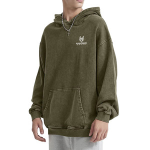 Sudadera con capucha de mezcla de algodón para hombre con aspecto vintage desgastado y diseño de efecto lavado de ajuste relajado para invierno - Product Image 3