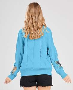 Nouveaux pulls d'hiver pour hommes en tricot plat respirant anti-froissement en polyester/coton, col rond ample, manches longues, tricot personnalisé - Product Image 3