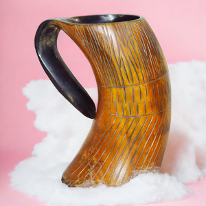Viking grande capacité corne médiévale Durable historique sculpté décoration à boire animal poli noël artisanat naturel - Product Image 4