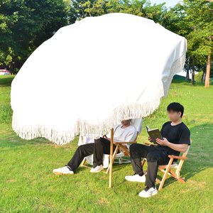 Parasol de <span class=keywords><strong>patio</strong></span> vintage francés-Sombrilla de playa de edición limitada con flecos, poste de madera e inclinación ajustable-Hecho en <span class=keywords><strong>China</strong></span> - Product Image 6
