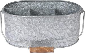 Wholesale Hammered Galvanized Metal Caddy Utensils Holder Cutlery Flatware Caddy in Low Price - Product Image 5