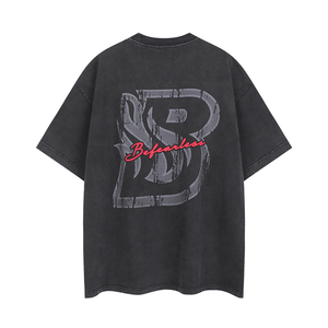 Camisetas de hip hop para hombre de gran tamaño personalizadas al por mayor, 100% algodón con estampado de diamantes de imitación, MOQ bajo - Product Image 1