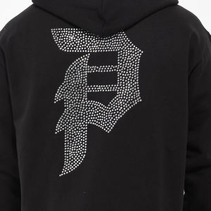 ODM hommes 500GSM thermique lourd pull à capuche 100% coton mélangé surdimensionné français impression numérique strass Style hiver - Product Image 3