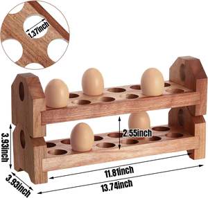 Natural Wooden <b>Egg</b> Holder 2 Layers with Rectangle Shape for Rustic Kitchen Decoration <b>Eco</b>-friendly Handcrafted Made in Vietnam - Product Image 6