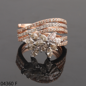 D'VINS JEWELS Floral Diamond Engagement Ring Rose Gold Plated Lab Grown Diamonds Women's Wedding Anniversary Gift - Product Image 1