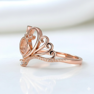 Bague en argent sterling 925 de haute qualité plaquée or rose 18 carats, forme cœur 6 mm, sertie de zirconiums cubiques, composants de bijoux écologiques sans plomb - Product Image 2