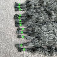 Extensions de cheveux humains vierges Remy indiens Arrow Exim gris, à trame plate, qualité 12A, simple épaisseur, fusion, toutes couleurs compatibles