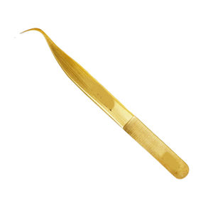 Pince à cils en acier inoxydable doré avec logo personnalisé Pince à épiler Extension de faux cils personnalisée Offre Logo - Product Image 1