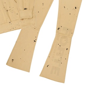 Ensemble de survêtements à capuche et pantalon de survêtement empilés personnalisés impression bouffante polaire chaud hiver évasé évasé Style décontracté nouvelle conception - Product Image 6