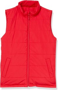 Chaleco acolchado de peso medio personalizable, chaqueta de invierno roja sólida, transpirable, a prueba de viento, para uso en exteriores, servicio OEM disponible - Product Image 3