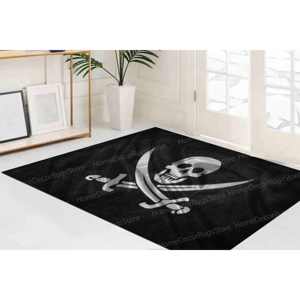 Jolly Roger Printed Wool <b>Rug</b>-Eco-Friendly Home Decor with Latex Backing Medium Thickness Patchwork Pattern - Product Image 2