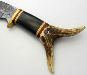 Cuchillo de caza personalizado DIY OEM de grado industrial de 8 pulgadas de acero de Damasco forjado con mango de cuerno, regalo para él, uso en exteriores - Product Image 5