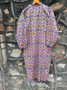 Robe longue en coton avec imprimé floral, style Boho Hippie, tenue de villégiature ethnique pour pique-nique, plage, vacances - Product Image 4