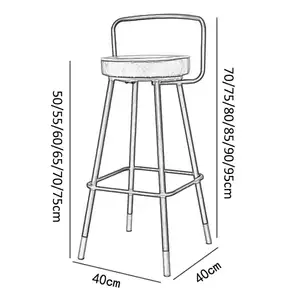 Tabouret de bar moderne en métal, meuble de chaise, comptoir haut sur pied, cadre doré avec repose-pieds en métal pour la maison de restaurant