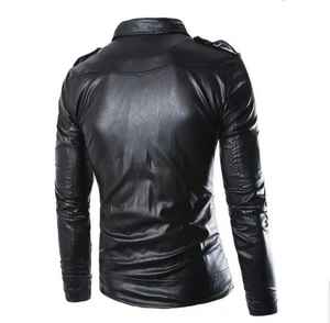 Veste de motard pour homme Gatsby Mocha en cuir d'agneau véritable aniline, fermeture éclair, doublure en viscose matelassée, service OEM d'hiver, non tissé - Product Image 6