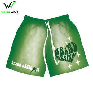 Short de survêtement en tissu respirant et écologique pour hommes, broderie personnalisée en coton délavé au soleil, bord coupé, lavage à l'acide. - Product Image 5