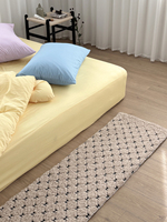 Tapis en ruban poilu, tapis en peluche KR, antidérapant, broderie noire, polyester, carré, pour salon, chambre à coucher, décoration de la maison, S 40x60cm