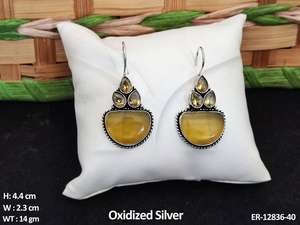 Diseñador de desgaste de forma ovalada diseño antiguo oxidado plata pulido accesorios mujeres oxidado colgante pendientes mujeres joyería conjuntos - Product Image 6