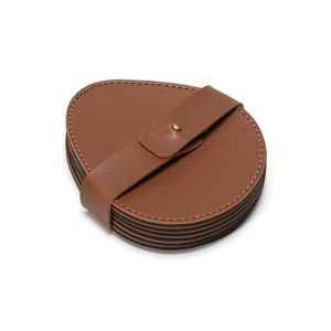 Posavasos redondos de cuero de primera calidad para bebidas con estética vintage y diseño duradero para uso doméstico - Product Image 2