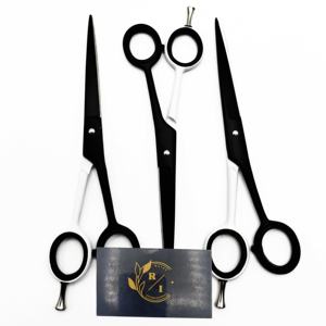 Ciseaux de barbier professionnels en acier inoxydable de qualité supérieure avec poignée en caoutchouc, prise antidérapante, personnalisable, OEM disponible - Product Image 6