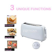 Pemanggang Roti Listrik Otomatis Tophome Long Slot 2-Slice dengan Timer Mekanis, Casing Plastik, Multifungsi, Serbaguna untuk Rumah Tangga