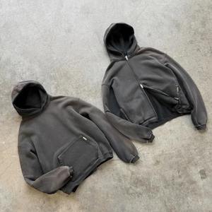 Sudaderas con Capucha de Algodón Grueso con Logotipo Personalizado, Sudaderas Holgadas Estilo Grunge para Hombre, Lavado Ácido Decolorado al Sol - Product Image 6