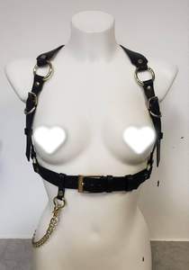 Premium Cross Back Handcrafted Black Black Leather Body <b>Fashion</b> <b>Harness</b> Stunning Top Quality Craftmanship LWH-0002 - Product Image 6