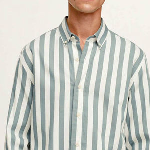 Camisa holgada de verano de manga larga para hombre, fina, transpirable, de algodón y lino, con cuello de pie, informal, para la playa - Product Image 2