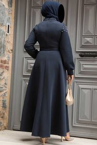 เดรสมุสลิมแบบเรียบง่ายแฟชั่นสำหรับผู้หญิงชุดอาบายาแบบดั้งเดิมผ้าพันคอสำหรับผู้หญิงผ้าลินินแบบปิดเปิด - Product Image 6