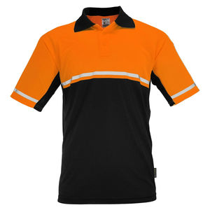 เสื้อโปโลสะท้อนแสงสีส้มดำแบบมองเห็นได้ชัดเจนสำหรับงานรักษาความปลอดภัย แห้งเร็ว มีช่องใส่ปากกาที่แขนซ้าย - Product Image 3
