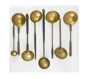 Cucharones tradicionales de latón para servir, 5 piezas, artesanías, cuchara de latón pulido dorado, herramientas de cocina, utensilios, cuchara para servir de latón - Product Image 6