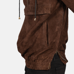 Kenton Men's Hooded Mocha <b>Suede</b> <b>Jacket</b> XL Size Lightweight and Windproof with Feature-Packed Design - Product Image 3