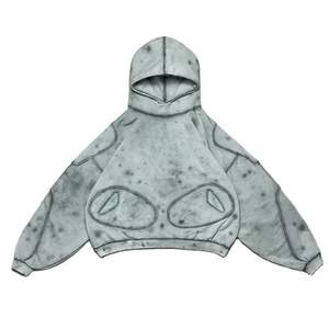 Pull à capuche zippé délavé à l'acide de style vintage Hommes Automne Léger 100% Coton Streetwear Impression en relief Design - Product Image 6