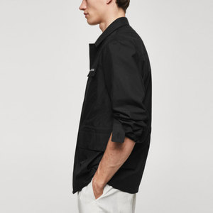 100% coton matériel coupe régulière plaine teint hommes veste vêtements décontractés couleur unie hommes veste - Product Image 3