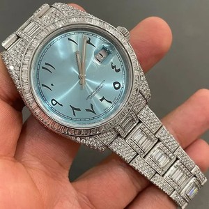 Reloj Mecánico Automático de Lujo con Certificación GIA para Hombre, Color Blanco, Multi-Diamantes VVS Moissanite, Personalizable, de Acero Inoxidable - Product Image 6